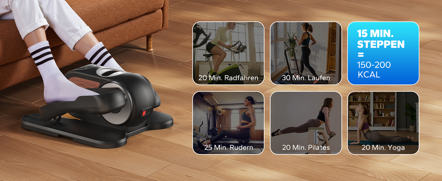 Міні електричний тренажер-еліпс MERACH для дому з пульт дистанційного керування, дисплеєм та неслизьким покриттям, 12 швидкостей, тихий та портативний, для дорослих та літніх людей (E32-2025-Чорний)