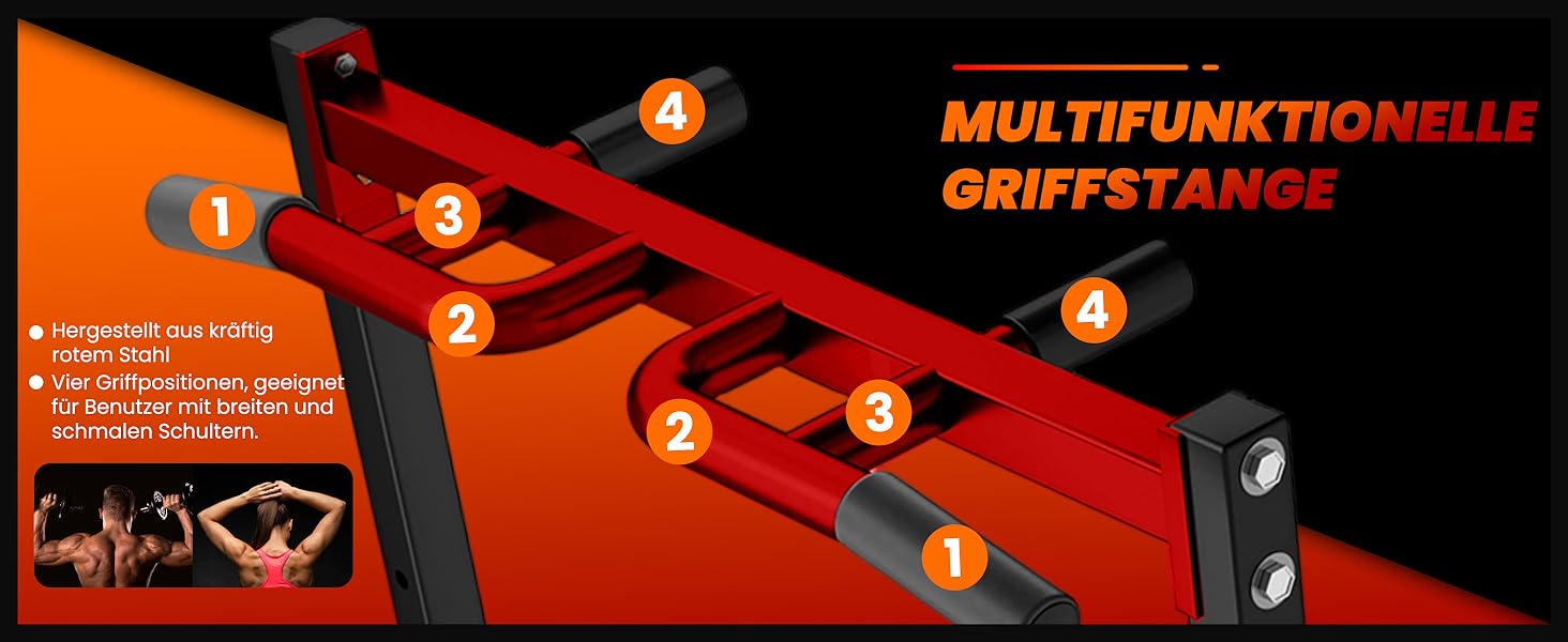 Стойка для підтягувань Klimmzugstange Freistehend - Power Tower для дому, тренажер для силових тренувань, чорний/червоний