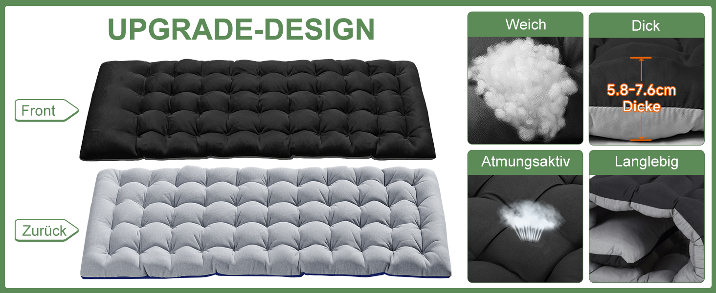 Велике розкладне ліжко з матрацом – 198x81x46 см, 400 кг, сталевий каркас, оксфордська тканина, для дорослих, сад, подорожі (XXL Чорний)