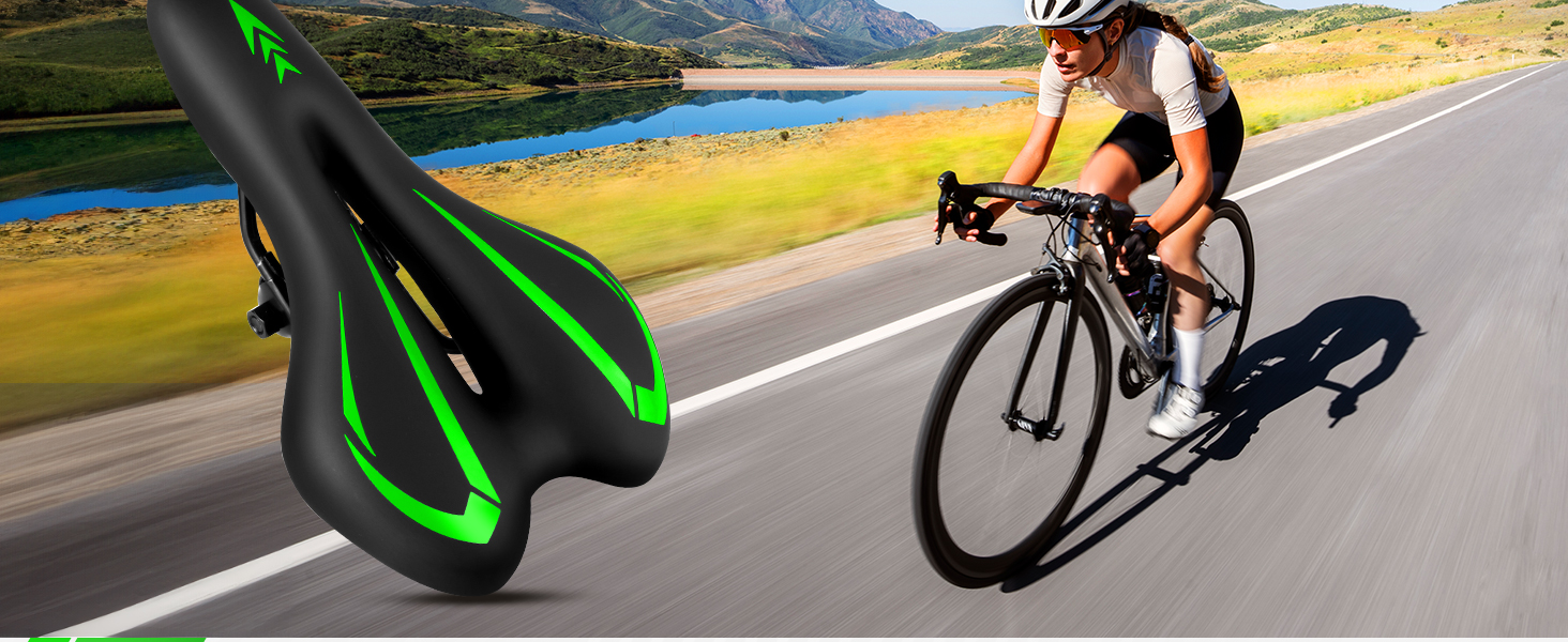 Гелевий велосипедний сідло MSDADA для жінок та чоловіків, водонепроникний, зелений