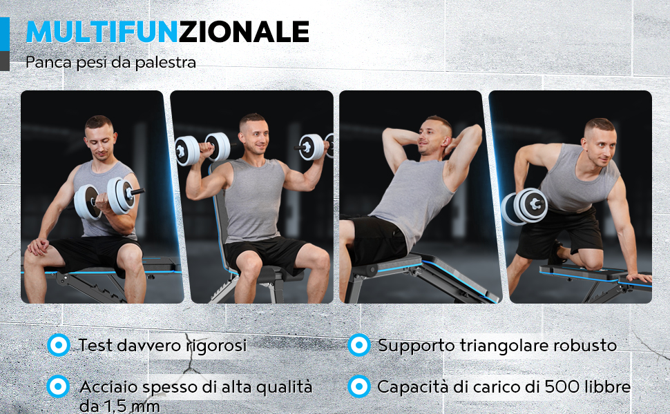 Складана тренувальна лава Hantelbank з регулюванням кута нахилу, багатофункціональна, для дому та фітнес-залу, синього кольору, 230 кг