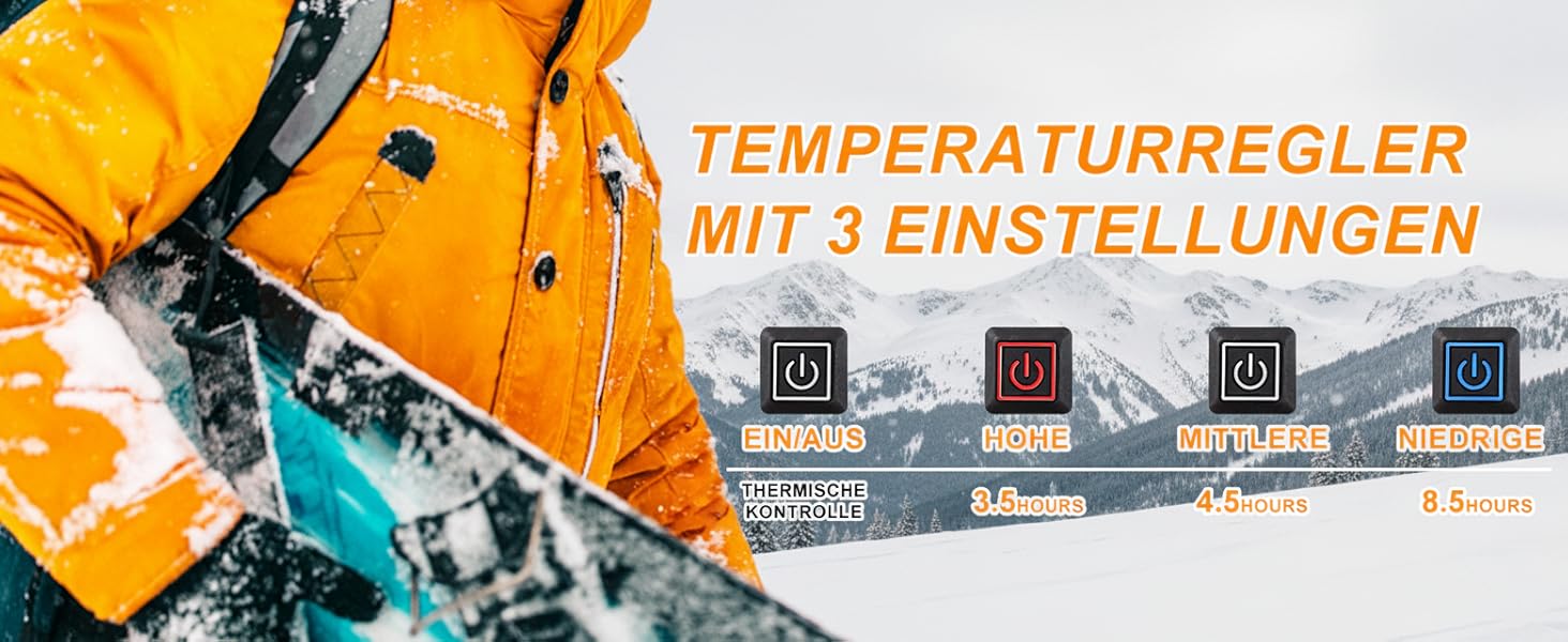 Гріючі рукавички 7.4V 3000mAh для жінок та чоловіків, водонепроникні, вітронепроникні, з підтримкою сенсорного екрану, для мотоциклів, катання на снігоходах, туризму та кемпінгу, чорні, XL