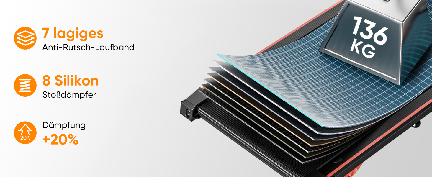 Біговий тренажер 6 в 1 для дому, складаний, з регулюванням нахилу 10% та ручкою. Підходить для дому/офісу, LED-дисплей, до 135 кг, пульт дистанційного керування та додаток. Без встановлення (червоний)