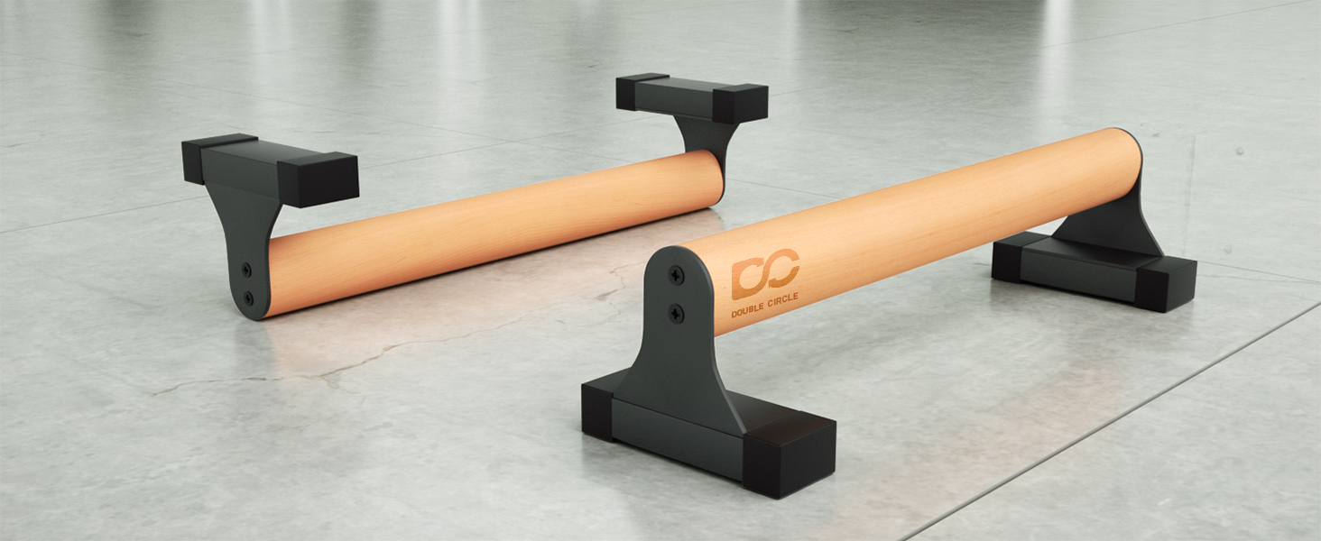 Паралелети Double Circle з дерев'яними ручками - обладнання для калістеніки. Нековзні турніки для віджимань, стійки для перевороту вперед