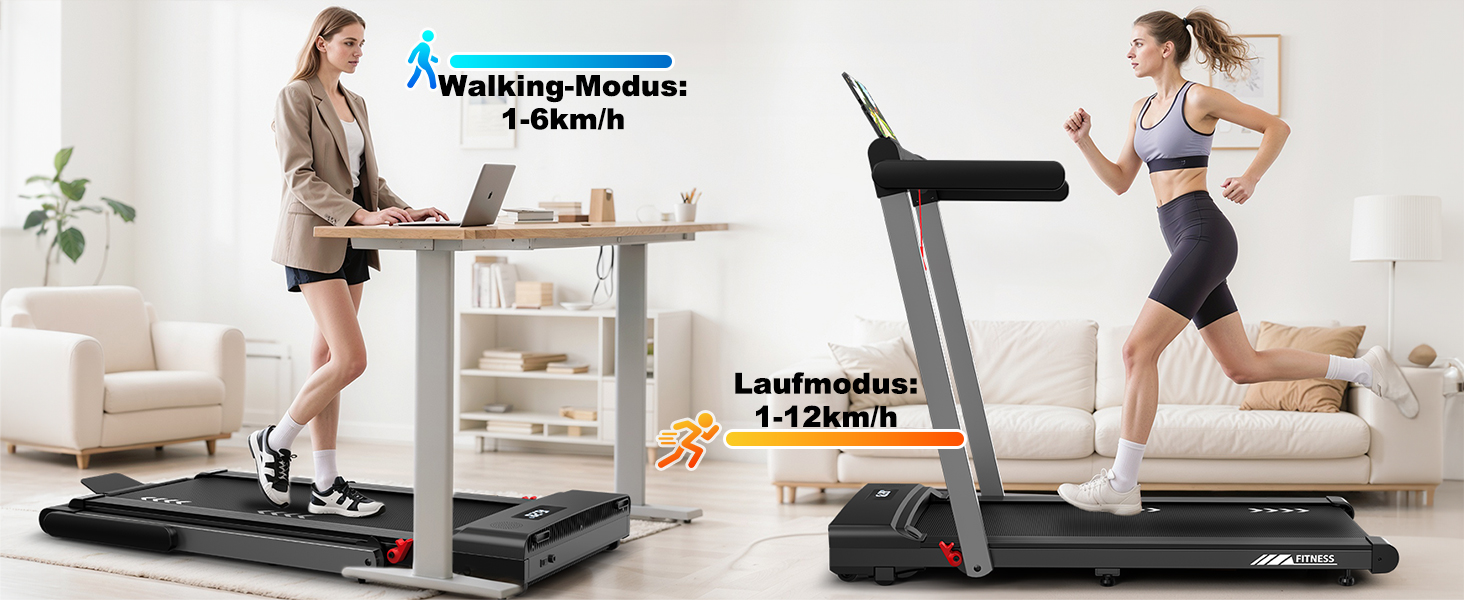Бігова доріжка Laufband для дому складана з мотором 3.0 к.с., 1-12 км/год, 12 програм, Bluetooth, LED-дисплей, для офісу та фітнесу, макс. 12 км/год