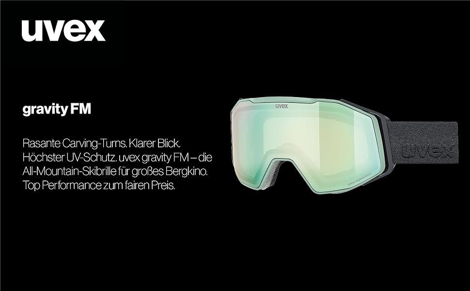 Uvex Gravity FM: Спортивні скі-маски для лижного спорту, унісекс, oxid green matt/opal-clear