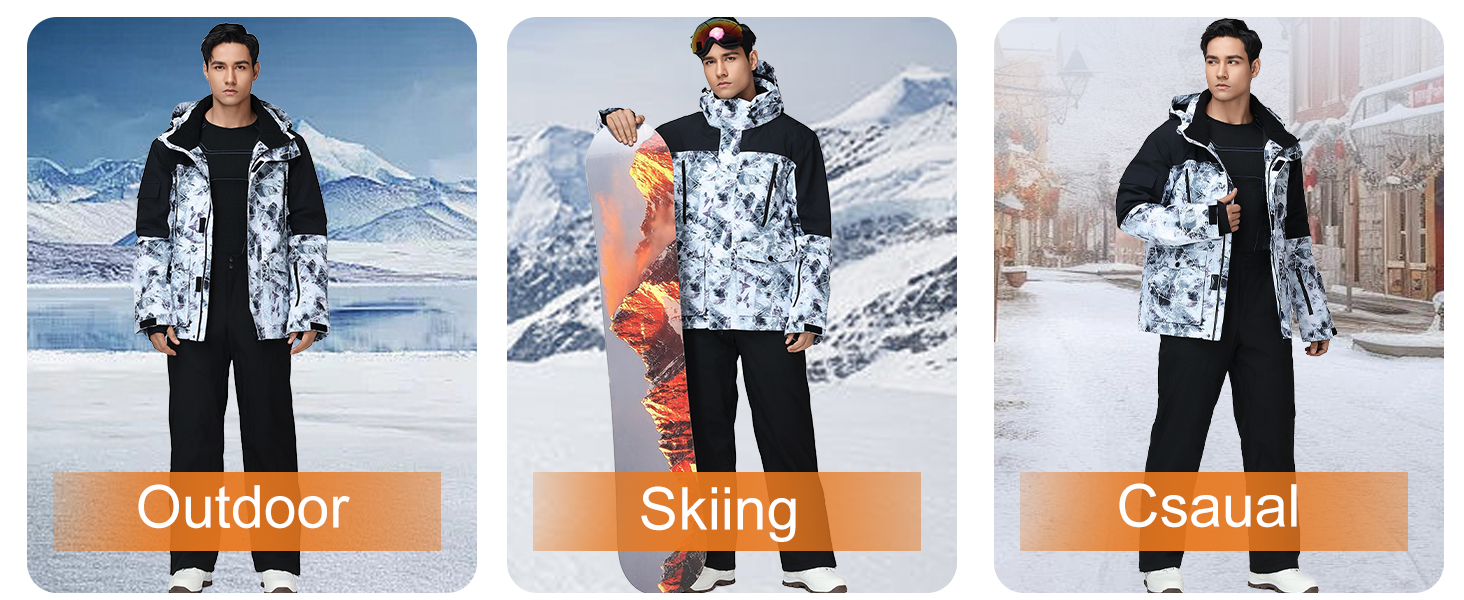 Комплект гірськолижний чоловічий HOTIAN: куртка та штани. Теплий, водонепроникний, вітронепроникний костюм для сноуборду та гірськолижного спорту. Розмір M. HB+BK