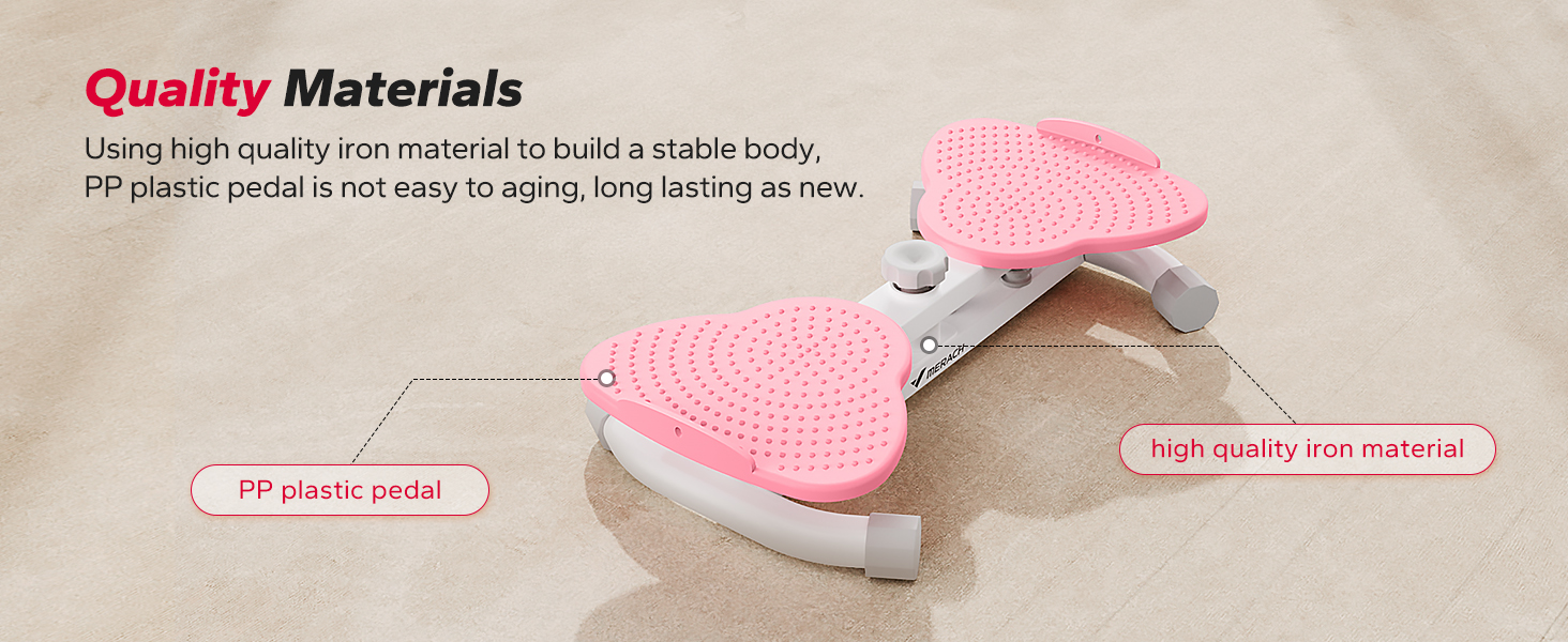 MERACH Твістер для стегон, платформа для скручування талії з 2 еластичними шнурами для підтягнутої талії та тренування пресу, Макс. 136 кг, безшумне тренажерне обладнання для дому для жінок та чоловіків, Рожевий