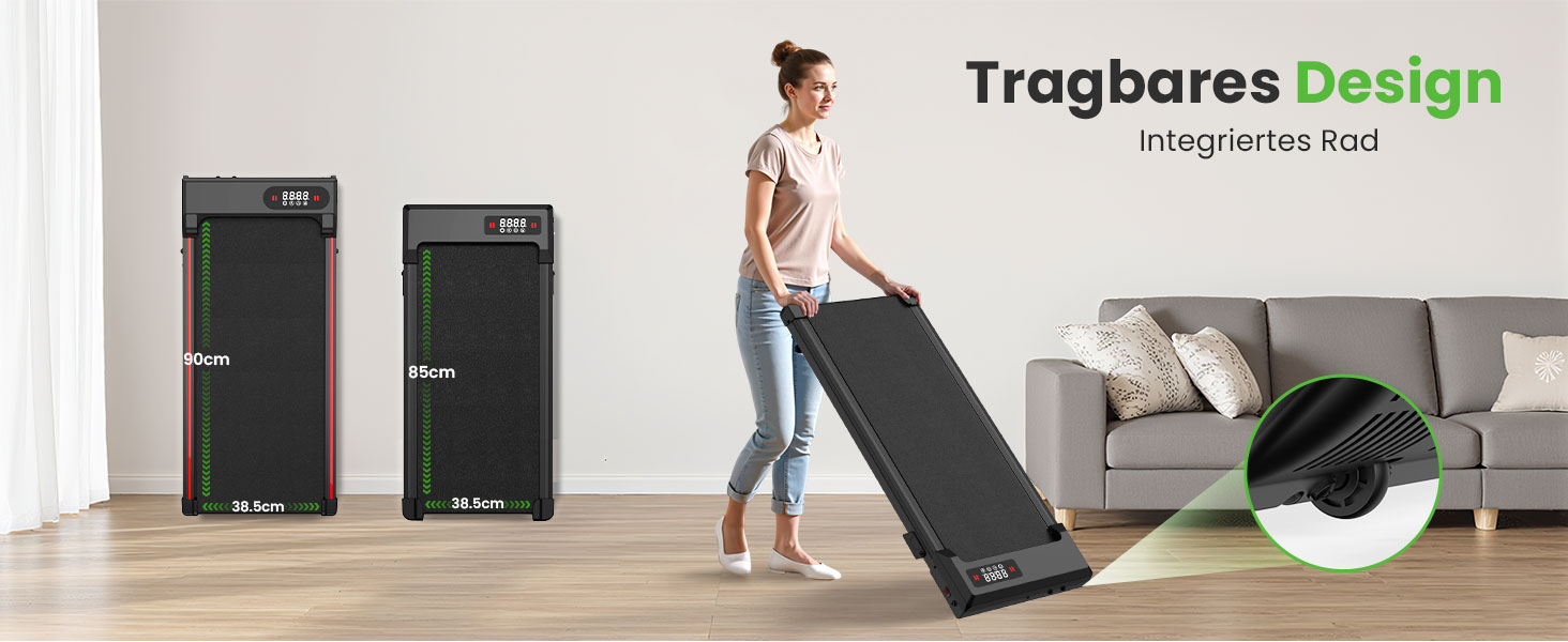 Біговий доріжка для дому HomeFitnessCode з нахилом, Walking Pad, електрична, 1-8 км/год, міні, чорна, 85 см