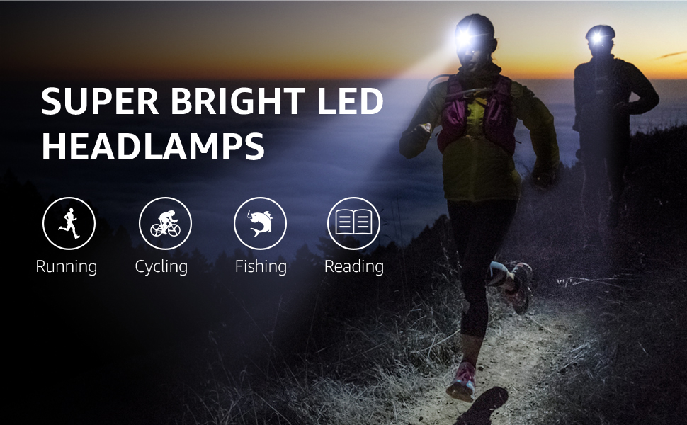 LED налобний ліхтар Lepro, перезаряджуваний, 000 Lux, 6 режимів, червоне світло, IPX4, для кемпінгу та бігу, з USB кабелем (червоний, 2 шт.)