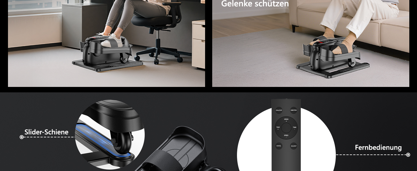 MOMODA Міні електричний тренажер для дому, компактний еліптичний тренажер під стіл, дисплей, 12 швидкостей, тихий та портативний, для дорослих та людей похилого віку