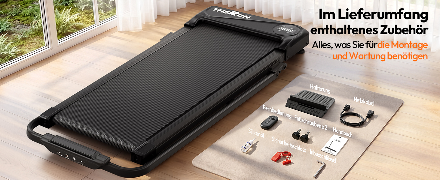 Складана доріжка для ходьби THERUN Walking Pad, безшумна бігова доріжка до 10 км/год, чорна