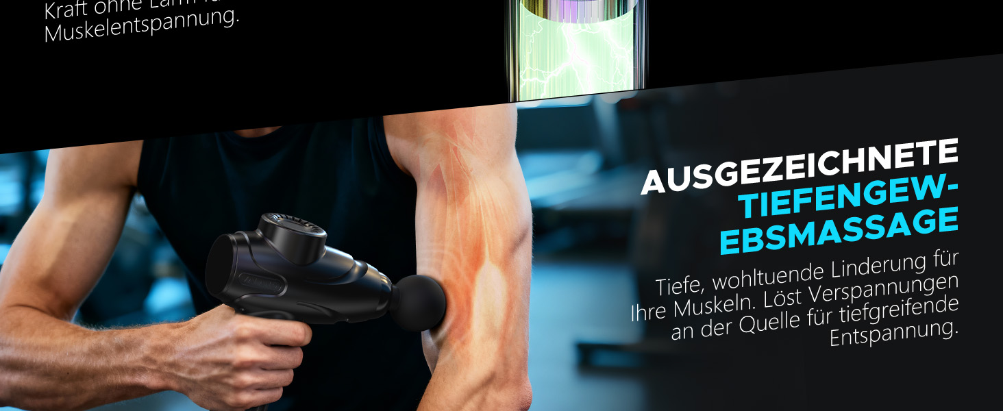 Масажер для м'язів: пістолет для масажу з 10 насадками, 30 швидкостей, для спорту та реабілітації