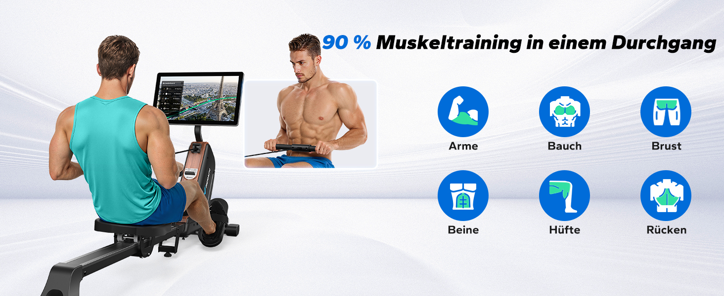 Гребний тренажер MERACH R15B3 з APP, складаний, тихий, з розширеними направляючими