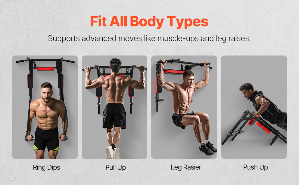 Кімнатна турнік VEVOR, турнік для дому, турнік для фітнесу, турнік для верхньої частини тіла, Power Tower Set, до 200 кг