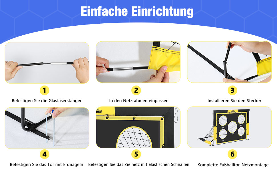 Ворота для футболу MoKo для саду, 150x120 см, сітка з мішенню, портативне обладнання для тренувань дітей, ігровий спорт на відкритому повітрі (чорний+жовтий)