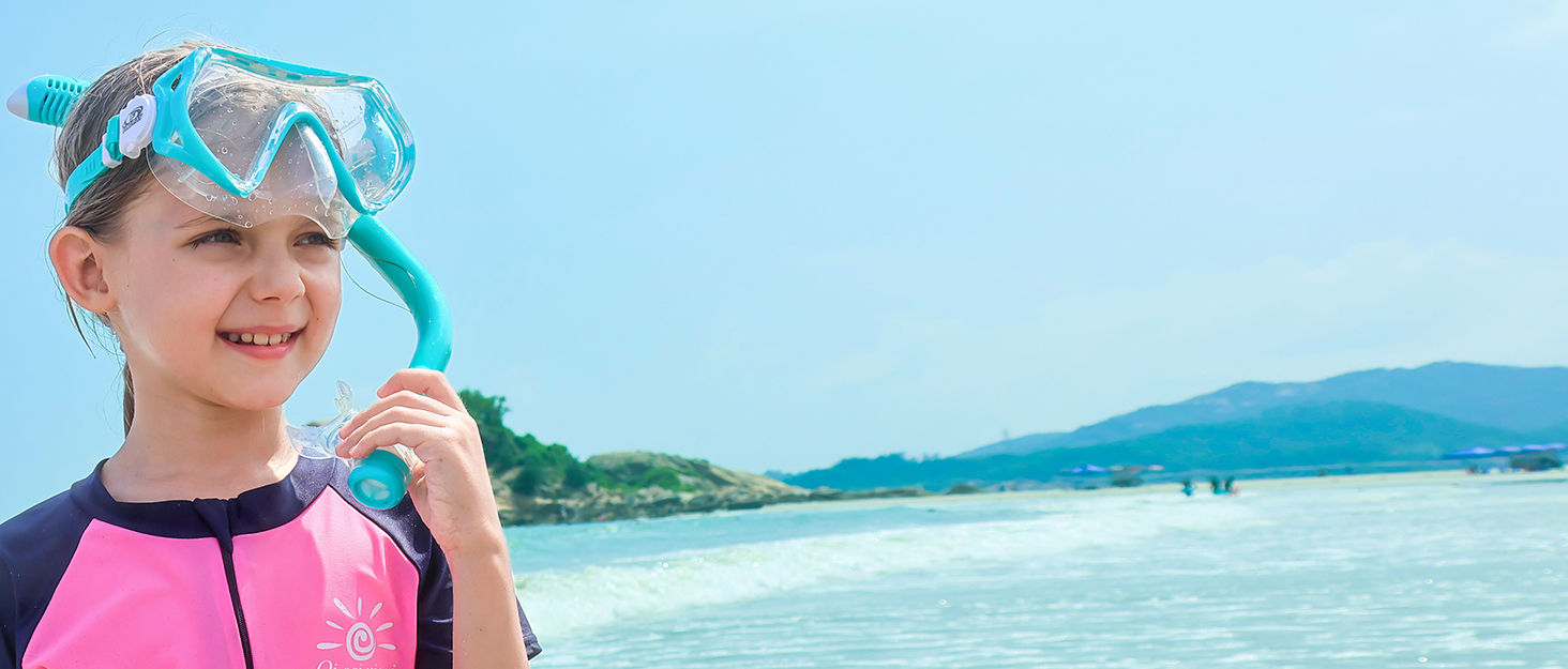 Дитяча маска для снорклінгу Findway з набірною маскою та антизапітніючою поверхнею, 180° панорама, для дітей 4-16 років, блакитна