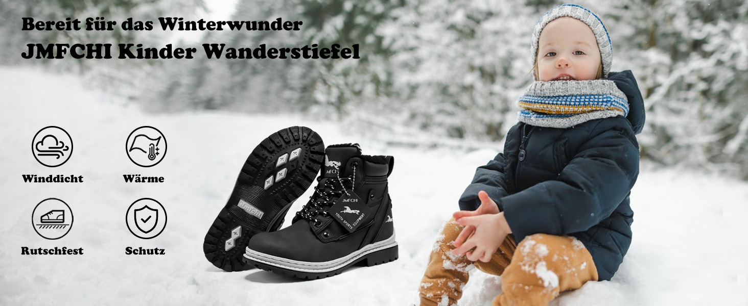 Дитячі зимові черевики JMFCHI для ходьби та трекінгу: теплі, з антиковзким покриттям, розмір 36 EU, блакитні