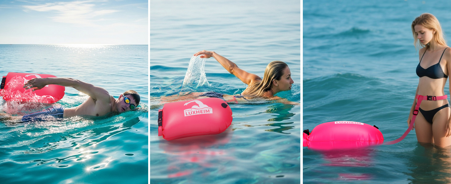 Буя для плавання Schleppschwimmer 28L, сигнальний, для відкритих вод, триатлону, водонепроникний Dry Bag, рожевий