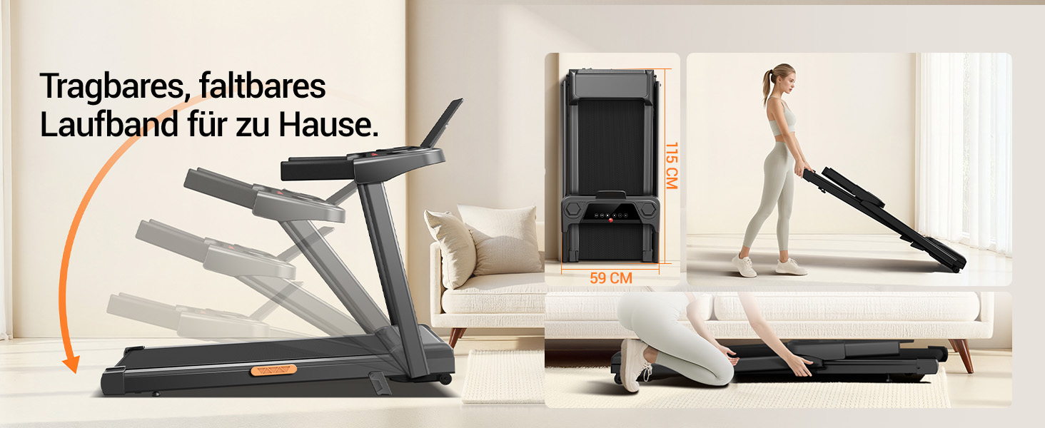 Біговий тренажер для дому складний з нахилом 9%-15%, швидкість 12 км/год, мотор 3.0 PS, 12 програм, максимальне навантаження 136 кг