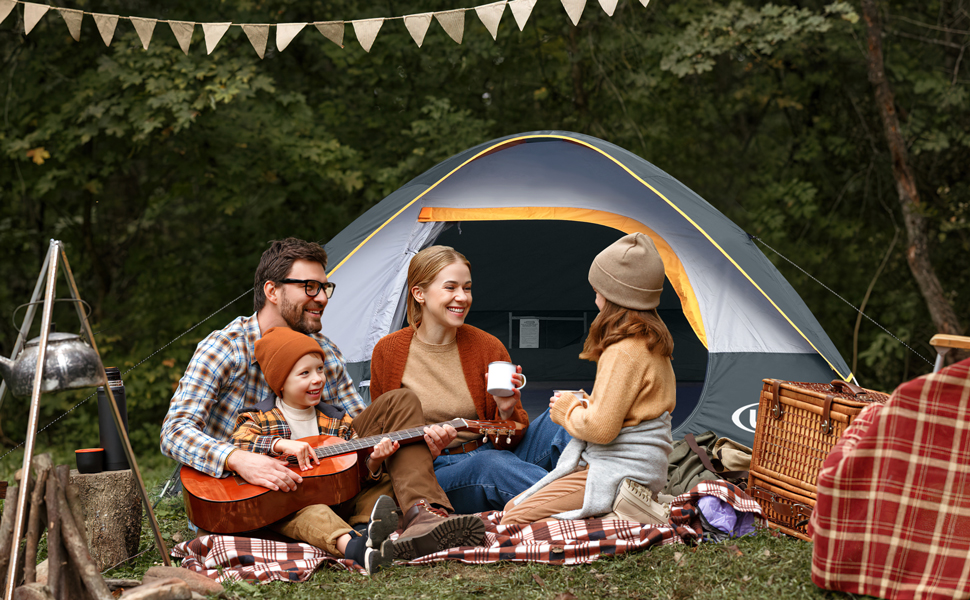 Сімейне намет UNP для 3 осіб, водонепроникний, вітростійкий, з захистом від дощу, легко встановлюється, для кемпінгу, 240 x 210 x 120 см (сірий)