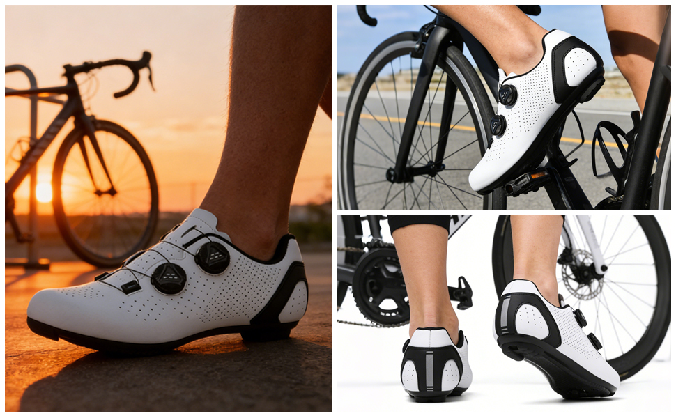 Велосипедні шкарпетки для чоловіків та жінок, для шосе, сумісні з SPD, SPD-SL, Look Delta/Keo | Універсальні велотуфлі для Peloton, шосе та занять в залі | Легкі та дихаючі, розмір 43 EU, білі