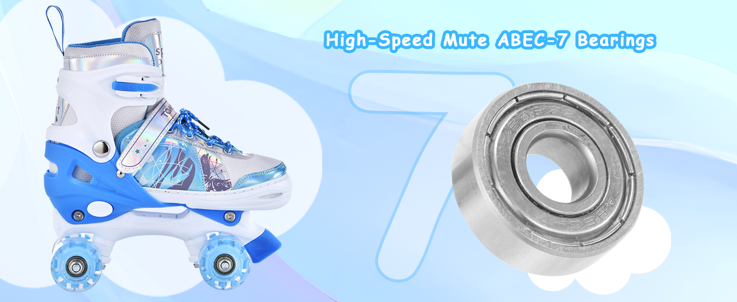 Роликові ковзани TOMSHOO для дівчаток, дитячі ролики з LED-підсвіткою, регульовані, для початківців, подарунок (блакитні, розмір L (37-39 EU))