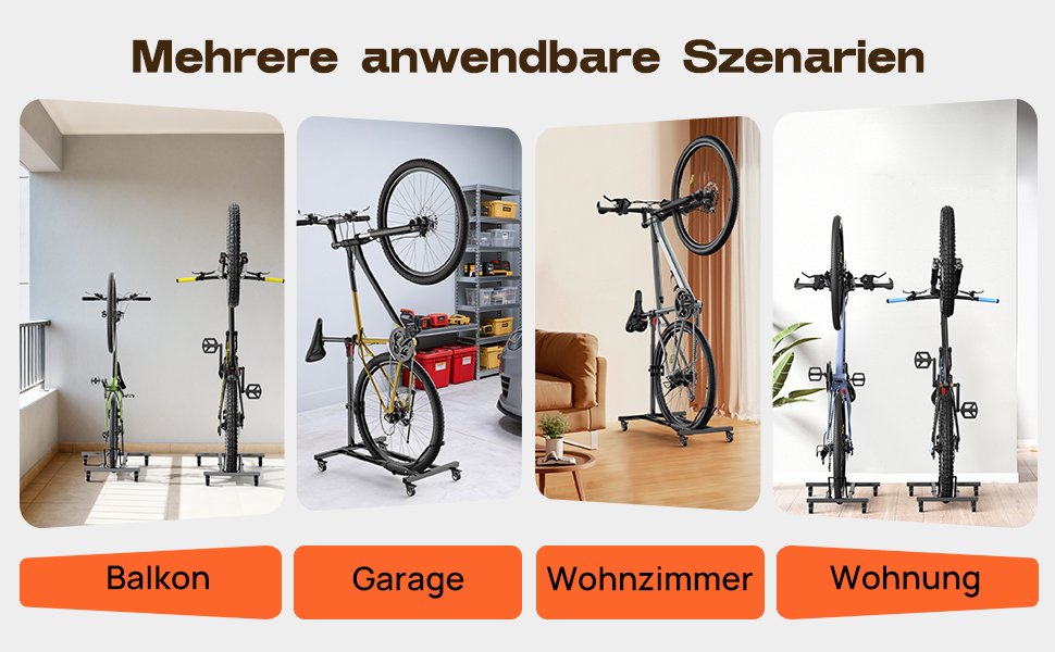 Підставка для велосипеда Housolution вертикальна з колесами, регульована по висоті, без свердління, для гаража та квартири, вантажопідйомність до 80 lbs, 1 шт.