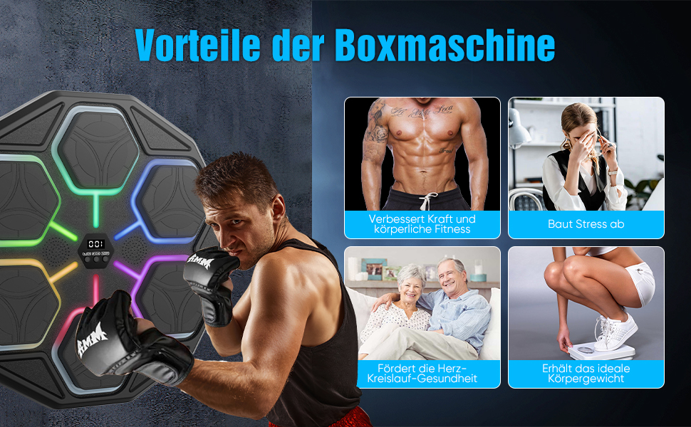 Музичний боксерський тренажер: електронна машина для ударів з Bluetooth, 11 швидкостей, 3 режими, лічильник, подарунок для дорослих та дітей