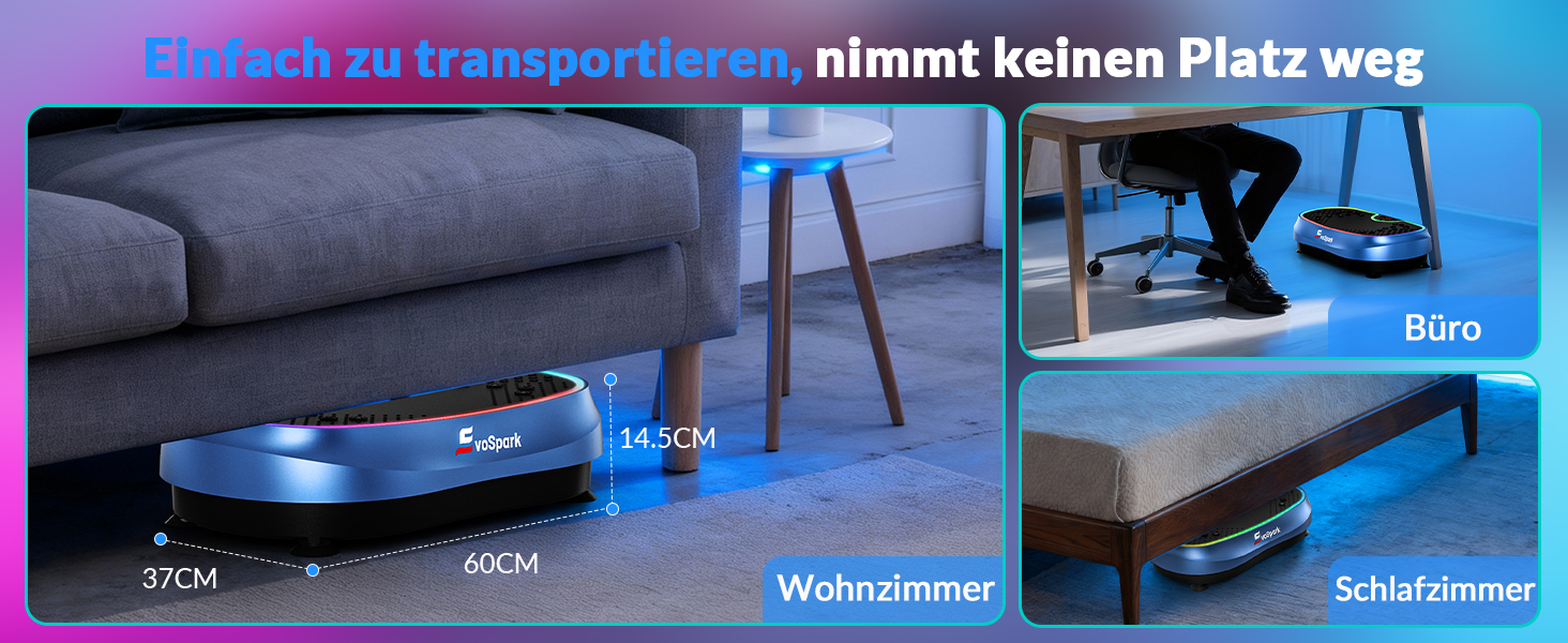 Вібраційна платформа для дому: 6+1 режимів тренувань, 199 швидкостей, 200W двигун, LED-підсвітка (темно-синій)