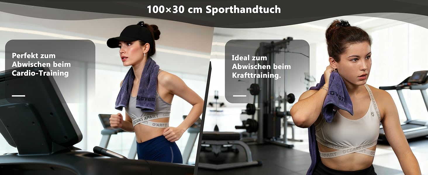 Набір рушників для фітнесу - великий 135×50 см з кишенею на блискавці & спортивний рушник 100×30 см - з високоякісної мікрофібри, швидковисихаючий та м'який - з мішком для зберігання - для спортзалу, тренувань, йоги, фітнесу. Глибокий фіолетовий колір