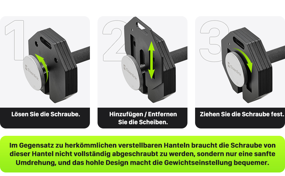 Гантель регульована восьмигранна Eisenlink 20-36 кг, сталева, з антиковзним грифом, для фітнесу вдома та в залі