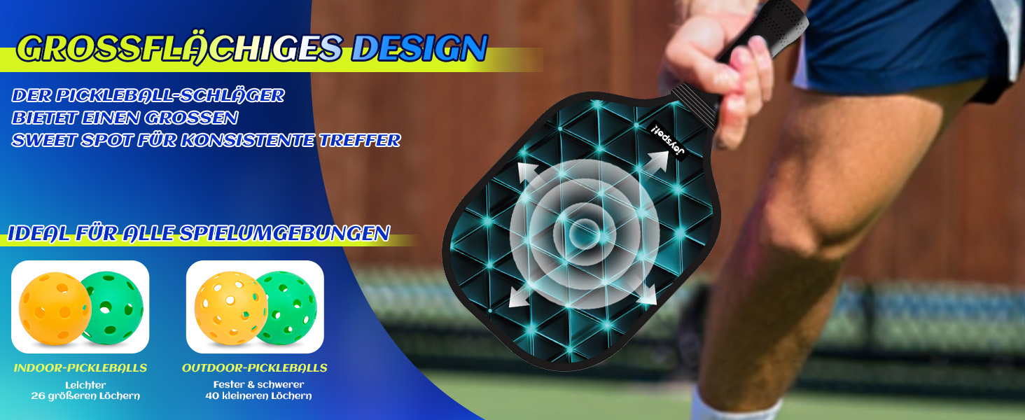 Набір для піклболу JOY SPOT 2 шт. з 4 м'ячами та сумкою – легкі ракетки з фібергласовою поверхнею для чоловіків, жінок та початківців – ідеально для гри в приміщенні та на вулиці