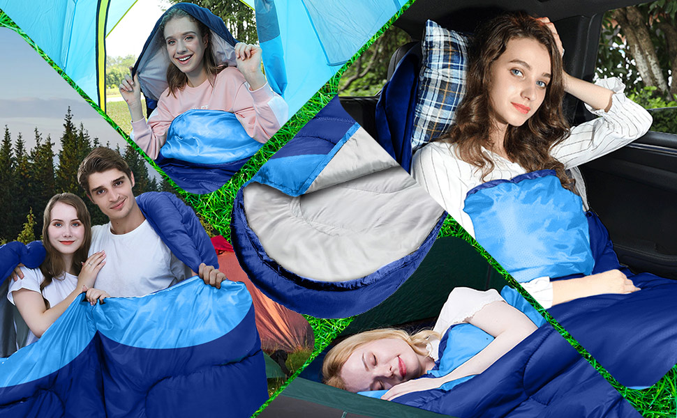 Спальний мішок 3-4 сезони, водонепроникний, ультралегкий, 220*75см (зелений/блакитний)