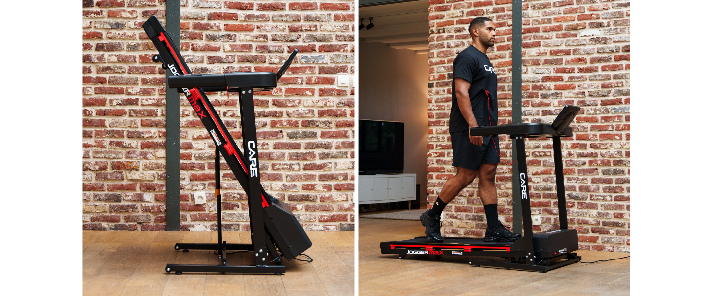 Бігове обладнання Care Fitness Jogger Max: LED-дисплей, 28 програм, 16 км/год, ручна нахил, тихий мотор