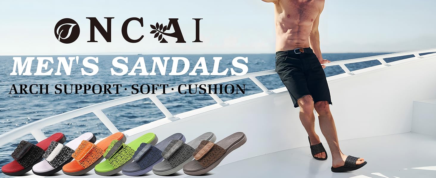 Чоловічі шльопанці ONCAI для душу та басейну з липучкою, відкриті пальці, спортивні, літні, для дому, відпочинку, м'яка гумова підошва, розмір 40-49, чорний