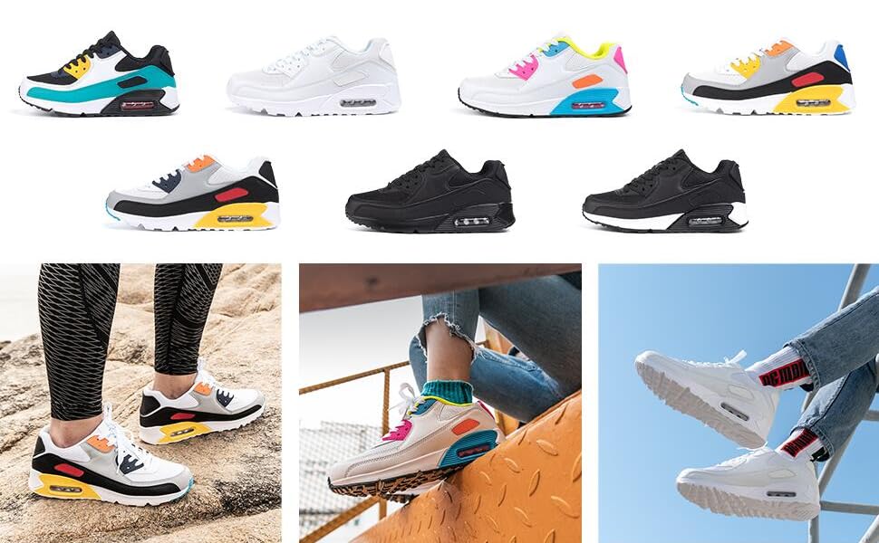 Кросівки для бігу Hitmars: чоловічі та жіночі, зручні, легкі, з повітряною подушкою, чорно-зелені, розміри EU36-EU47