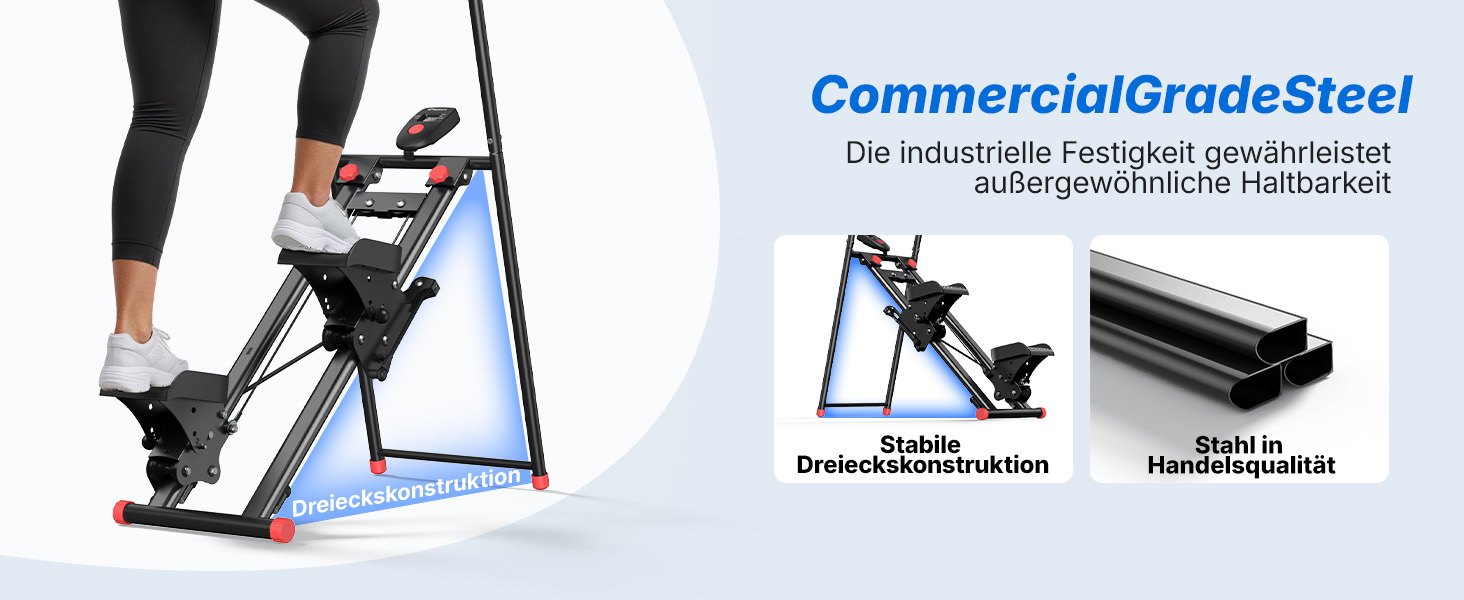 MERACH Сходи-степер для дому, вертикальний тренажер для кардіо та загальної фізичної підготовки, компактний, складаний, з регульованою висотою кроку, ручками та педалями (2438BR2)