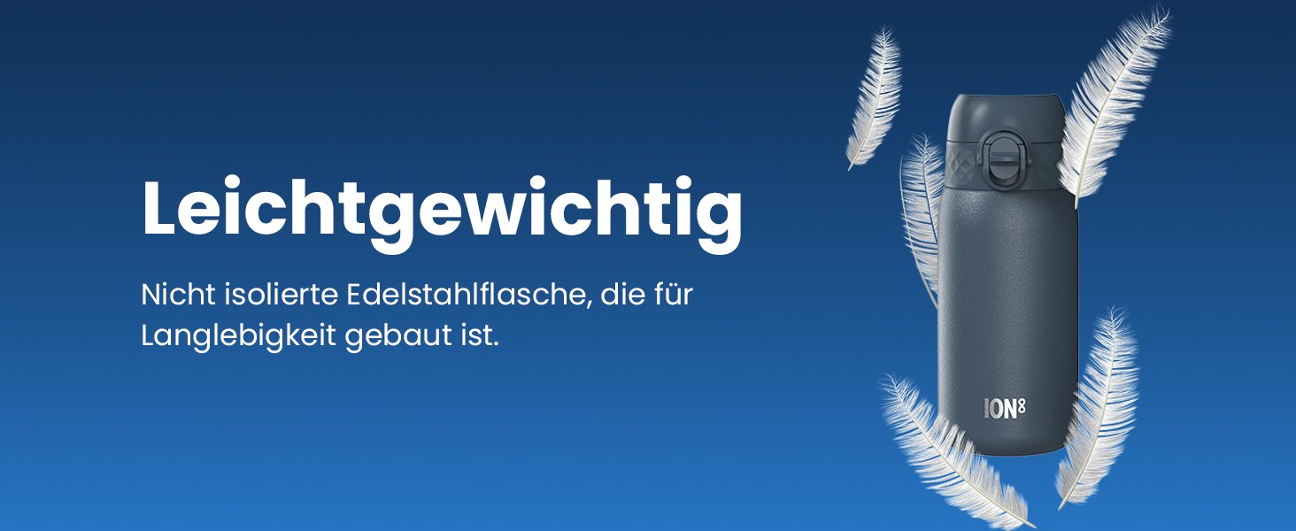 Дитяча пляшка для напоїв ion8, нержавіюча сталь, 400 мл, без ізоляції, не протікає, відкривається однією рукою, безпечне закриття, можна мити в посудомийній машині, з клапаном, ручка для перенесення, легко чиститься, класичний колір аква