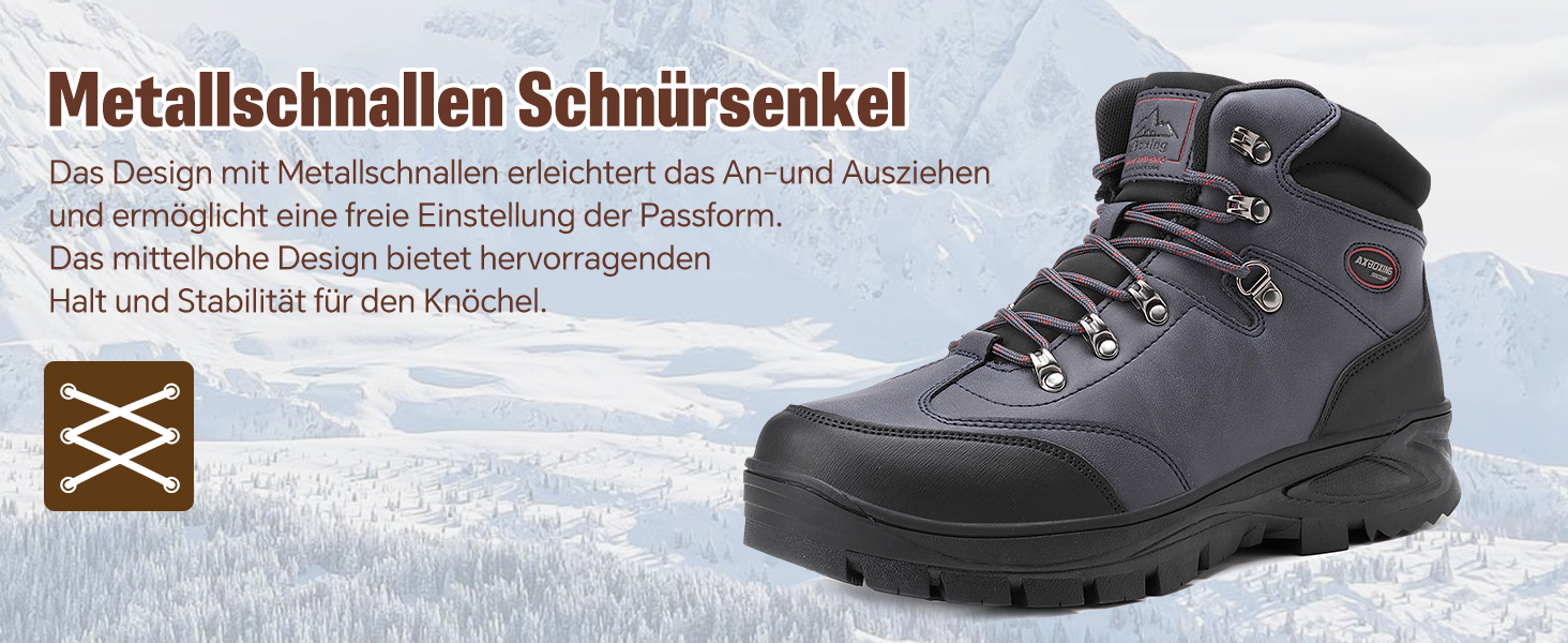 Чоловічі зимові черевики AX BOXING: утеплені, трекінгові, для хайкінгу, водонепроникні, антиковзаючі, 41-46 EU (Темно-синій, 45 EU)