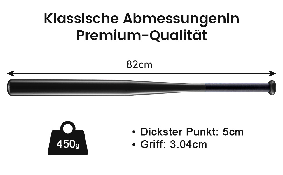 Бейсбольна бита 82 см, сталь, для бейсболу та софтболу, спортивне обладнання, чорна, алюміній