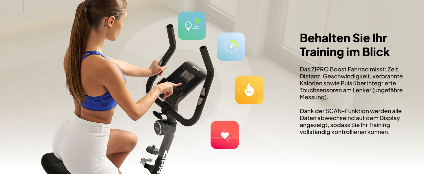 Zipro Heimtrainer Fahrrad Boost: велотренажер для дому, фітнес-велосипед, магнітний велотренажер до 120 кг, індоор байк