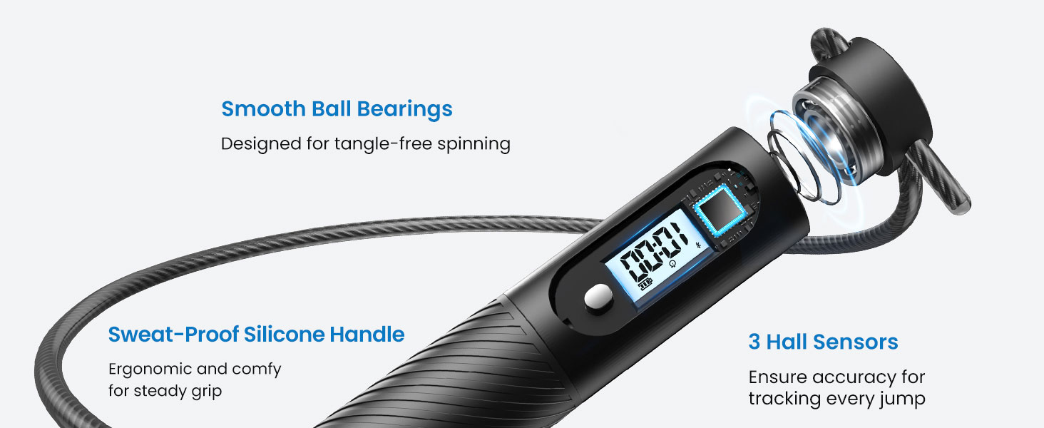 Скакалка Fitdays з лічильником, розумний вантажний канат для тренувань, регульований канат для початківців та професіоналів, Jump Rope з аналізом даних через APP, підрахунок калорій