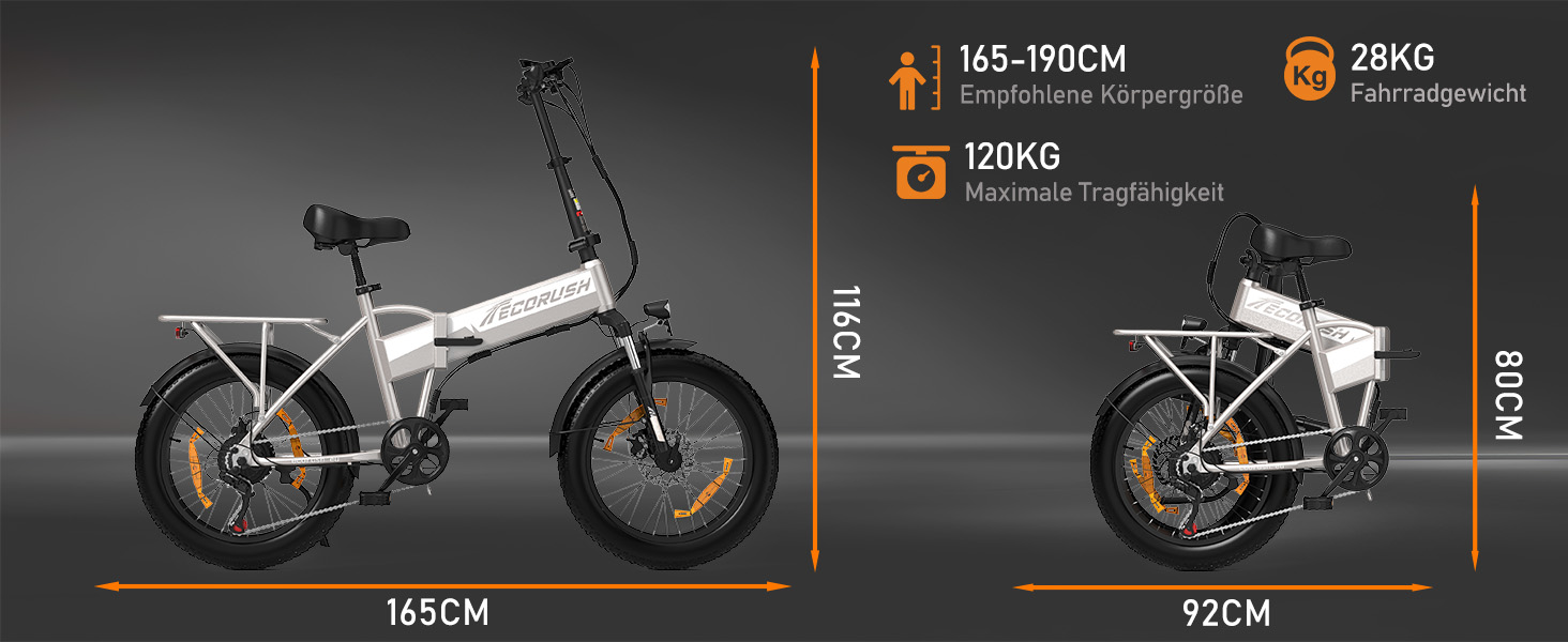 Електровелосипед ECORUSH E-Bike, 48V12A, 250Вт, шина 20", 7 швидк., 90 км