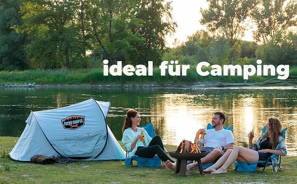 Крісло для кемпінгу Fuchs Camper Strandstuhl – складане, з високою спинкою та сітчастою тканиною. Зручне для відпочинку на пляжі та кемпінгу. Має тримач для напоїв та кишеню. Міцне (до 150 кг), чорне та синє (1 шт.)