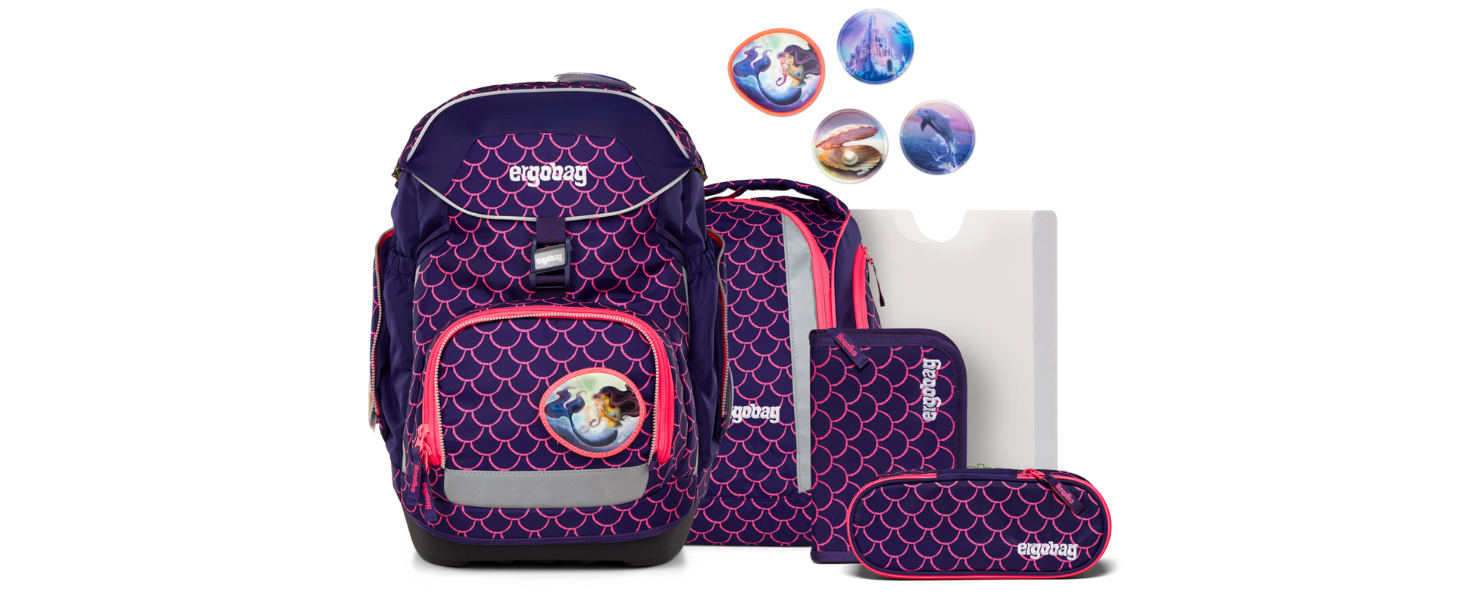 Ергономічний шкільний рюкзак ergobag Schulranzen-Set — комплект із 6 предметів для 1 класу початкової школи, рожевий, унісекс