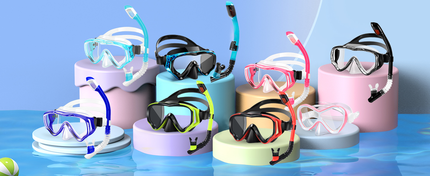 Набір для снорклінгу для дітей HIKOTEY, сухий снорклінг, маска для снорклінгу з антизапотівальною плівкою, водонепроникні затички для вух, жовтий A1