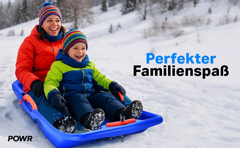 Дитячий санки-сніголюб POWRX з ручним керуванням та гальмами - блакитні, комплект 1 шт.