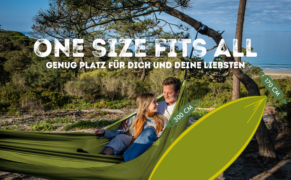 Гамак NATURBUMMLER Tree Protect+ з парашутної тканини, витримує до 300 кг, розмір 300 x 170 см