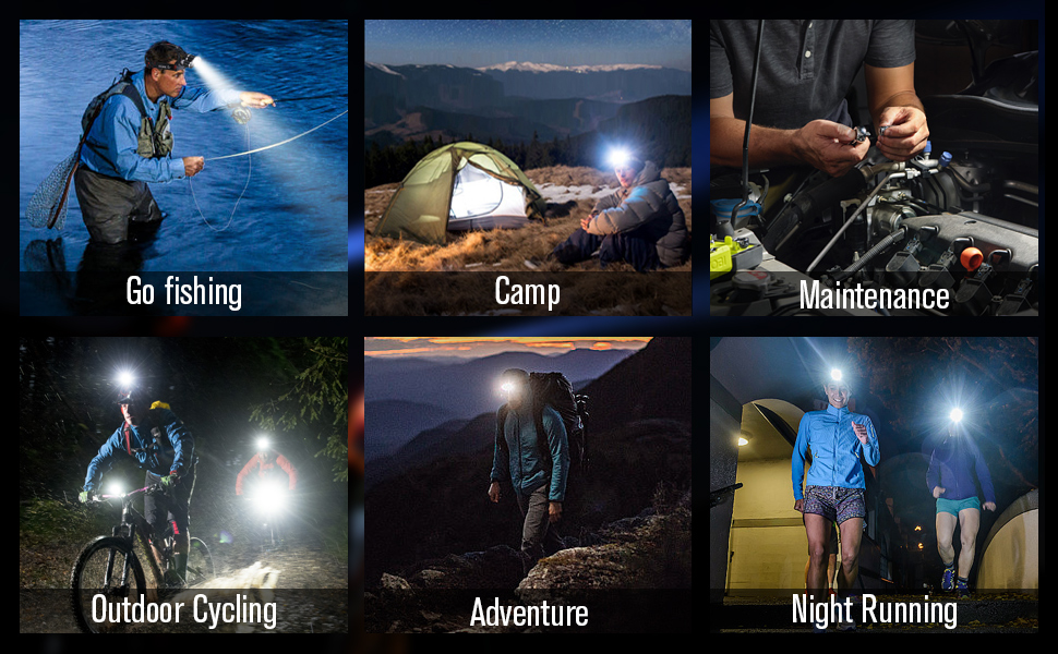 LED налобний ліхтар, 2 шт., перезаряжається, 230° широкий кут, 3 LED, датчик світла, водонепроникний, легкий. Ідеально для бігу, риболовлі та інших активностей. Білий світловий потік *2 (білий).